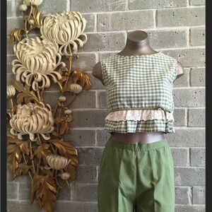 Vintage Green & White Short Set